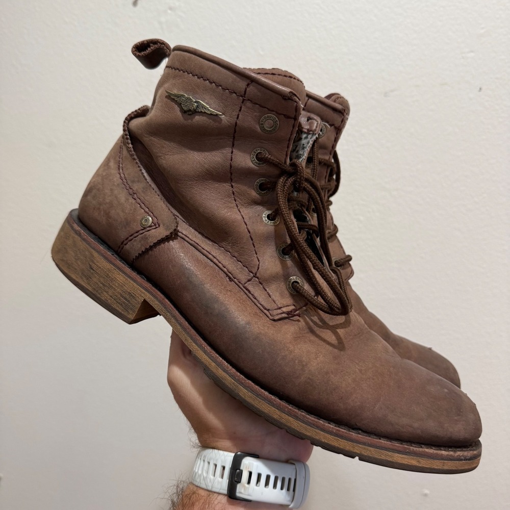 Harley Davidson Mens Brown Leather Lace Up Biker Boots 94160 Size 11